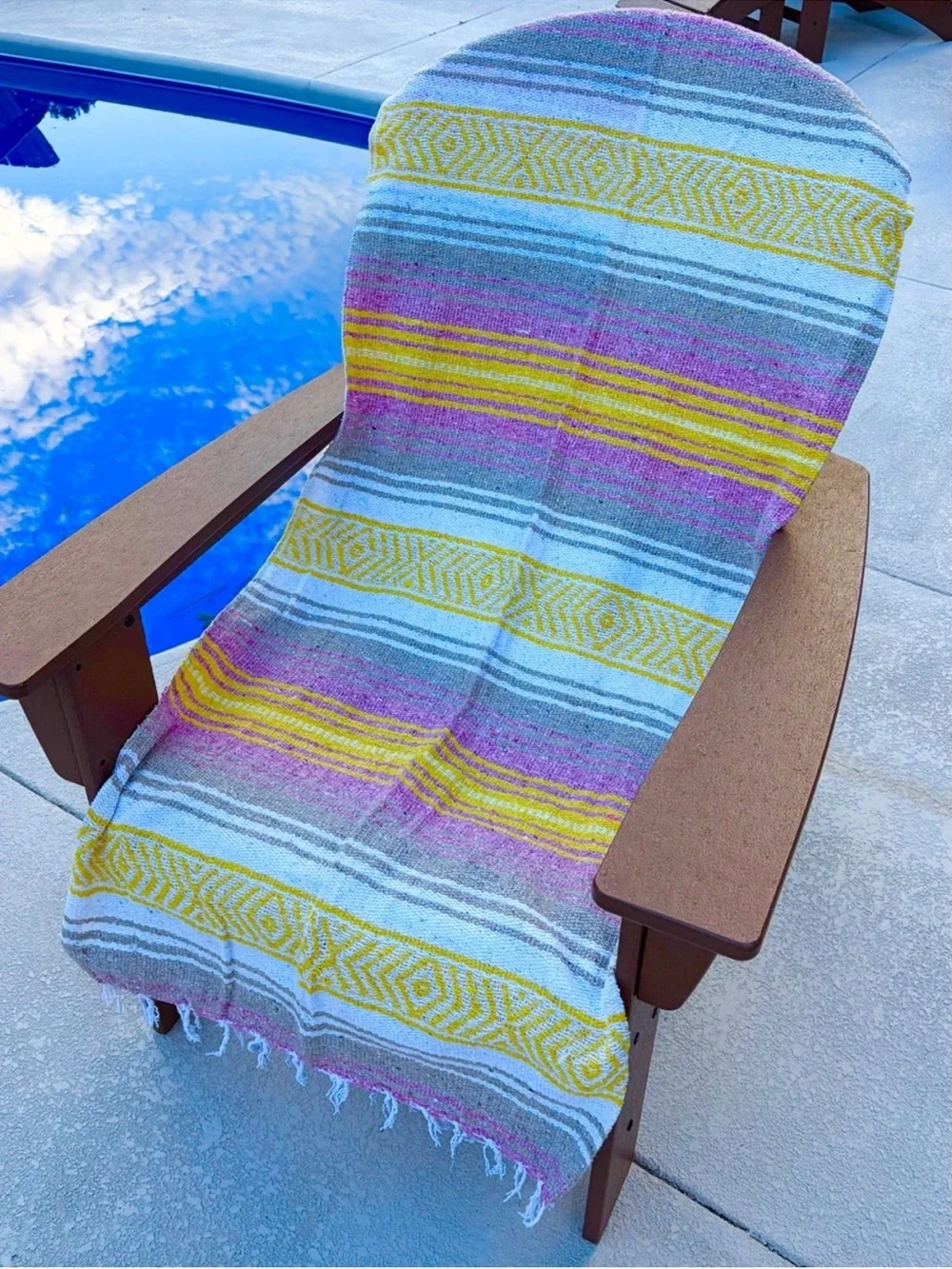 Mexican Falsa Blanket – Woven Striped Serape Throw with Fringe